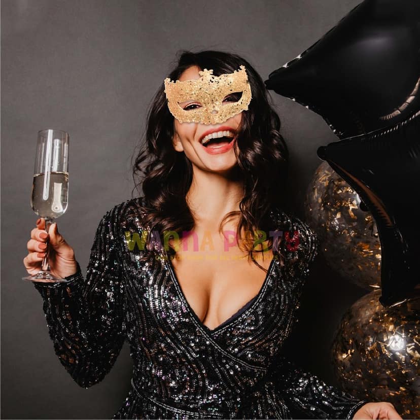 Glitter Fashion Eye Mask Rose Gold - 1PC view 5