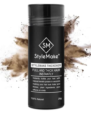 StyleMake Thickener Hair Fiber, Vegan Cotton Fibers | Transform Thin And Fine Hairs With Hair Building Fibre | Concealer Fibers For Men And Women | Completely Undetectable (28g, Medium Brown) StyleMake Thickener Hair Fiber, Vegan Cotton Fibers | Transfor