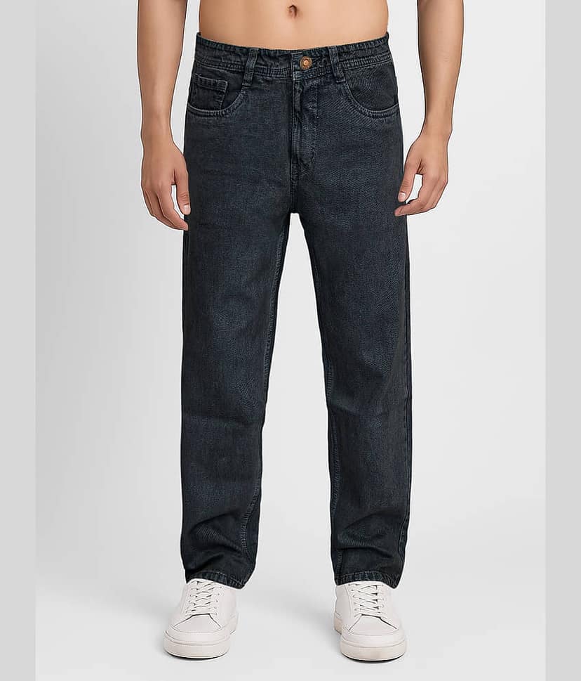 plounge Clean Look Men's Jeans - Black ( Pack of 1 )