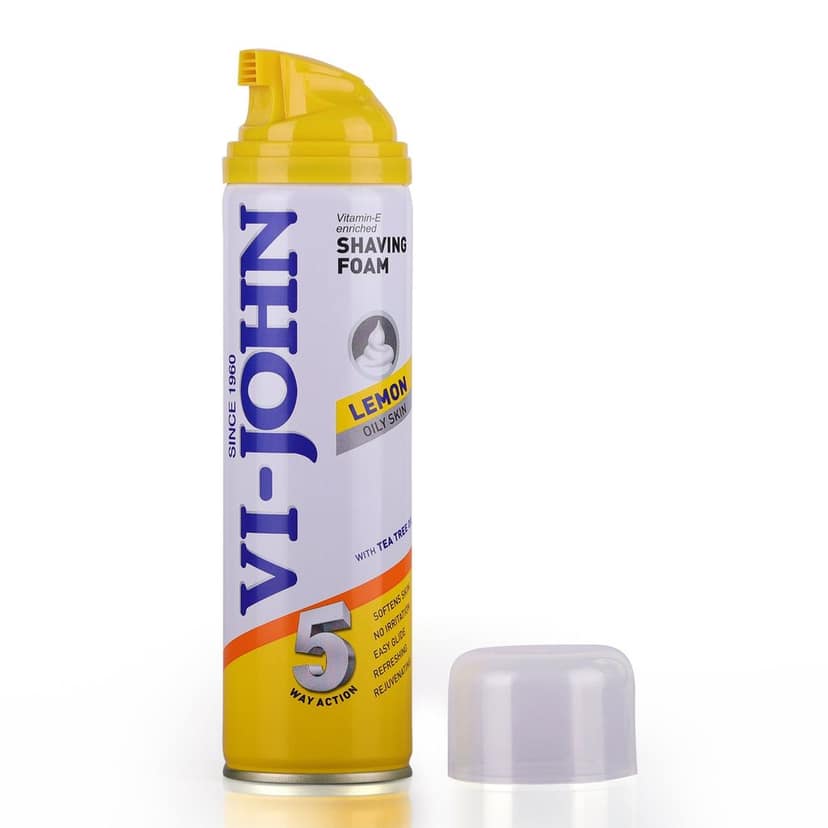 VI- JOHN Shaving Foam For Men, Lemon Shaving Foam With Goodness of Nature, Tea Tree Oil, Vitamin E Enriched and Anti- Bacterial Formula (200gm Each- Pack of 2) view 5