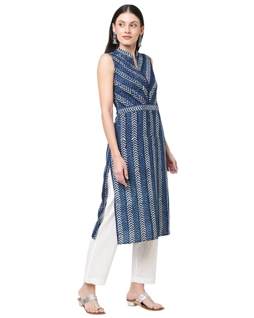 Neel pankh mirror work handcrafted pure cotton kurta view 5