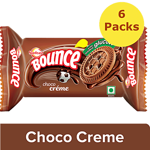 Sunfeast Bounce Biscuits - Choco Creme Cookies, 6x30 g Multipack