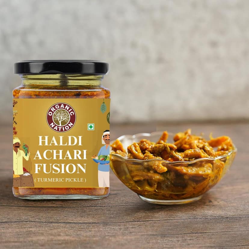Organic Nation Turmeric Pickle � Haldi Achari Fusion | Homestyle Indian Pickle | Authentic Traditional Taste | No Preservatives | 250g view 3