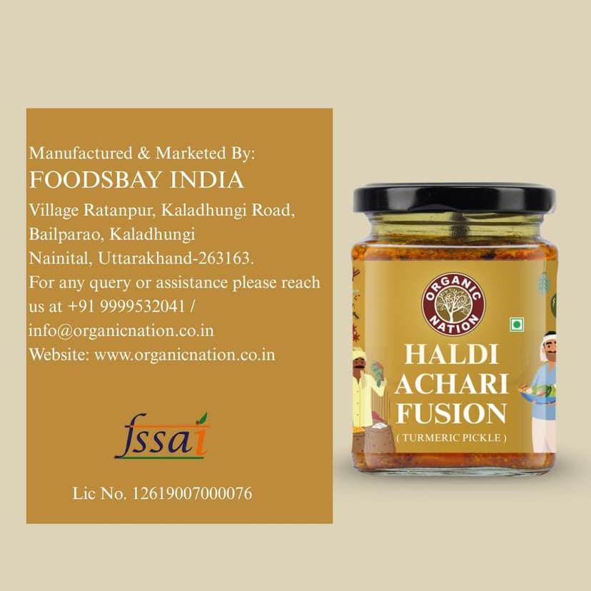Organic Nation Turmeric Pickle � Haldi Achari Fusion | Homestyle Indian Pickle | Authentic Traditional Taste | No Preservatives | 250g view 5