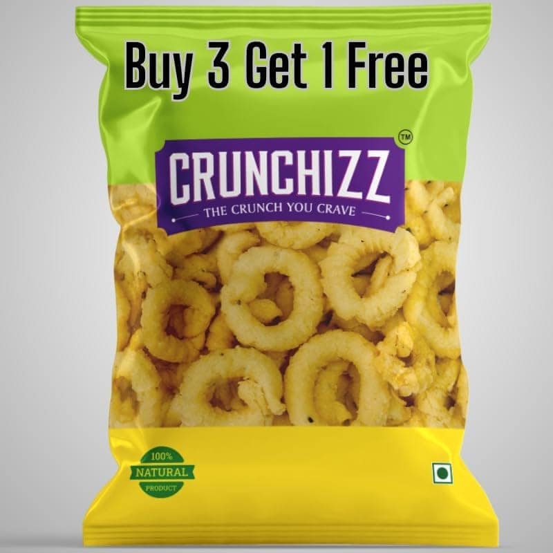 CRUNCHIZZ Snacks - Get 4 at the Price of 3 - 1 Pack FREE Offers I Authentic Kerala CHAKLI/MURUKKU I Traditional South Indian Recipe I No Artificial Additives I Crispy & Crunchy I 4 PACK COMBO I 150 Grams Each I