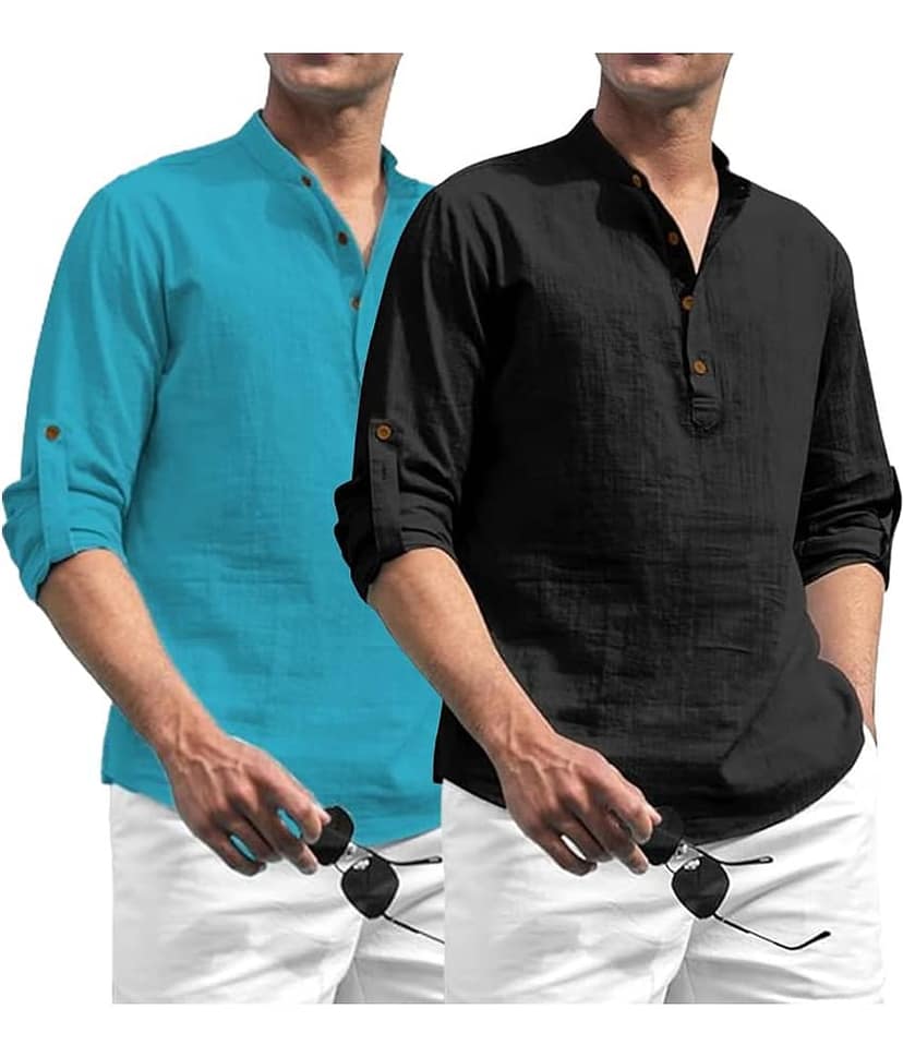 Yugnik Pink Cotton Men's Regular Kurta ( Pack of 2 )