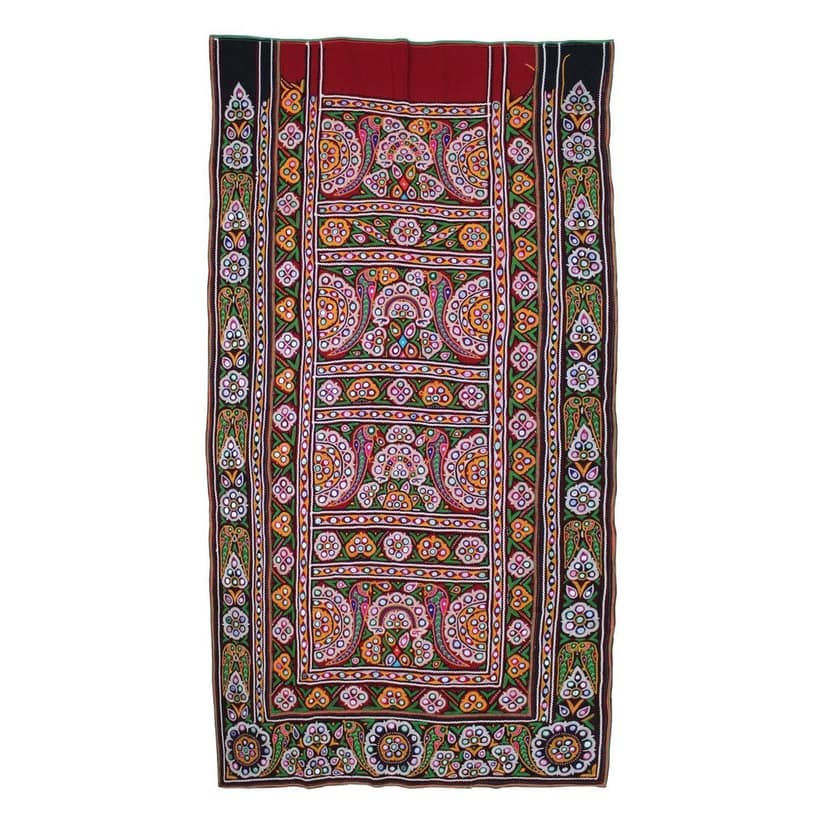 Garvi Gurjari (A Gujarat Govt Enterprise Multicolor Hand Embroidered Wall Hanging With Mirror Work(GGCEWH42)