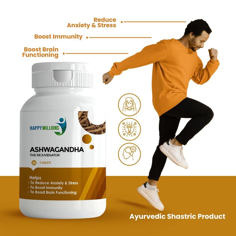 Happy Millions Ayurvedic Ashwagandha and Kalmegh | Combo Pack Of 2 (30 + 30 Tablets) view 2