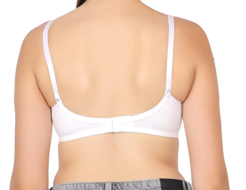 Women White Plunge Bra Lightly Padded Seamless T-Shirt Bra Wirefree Everyday Comfort Bra Adjustable Strap Soft Lingerie for Daily Wear view 2