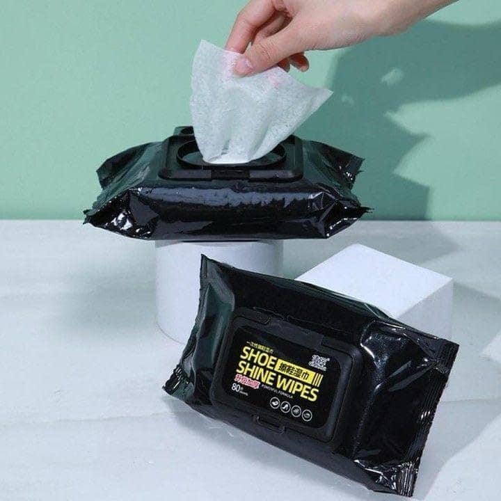 Premium Shoe Shine Wipes | Instant Cleaning & Polishing Wet Wipes for Sneakers, Leather & Casual Footwear - 80 Sheets Pack view 2