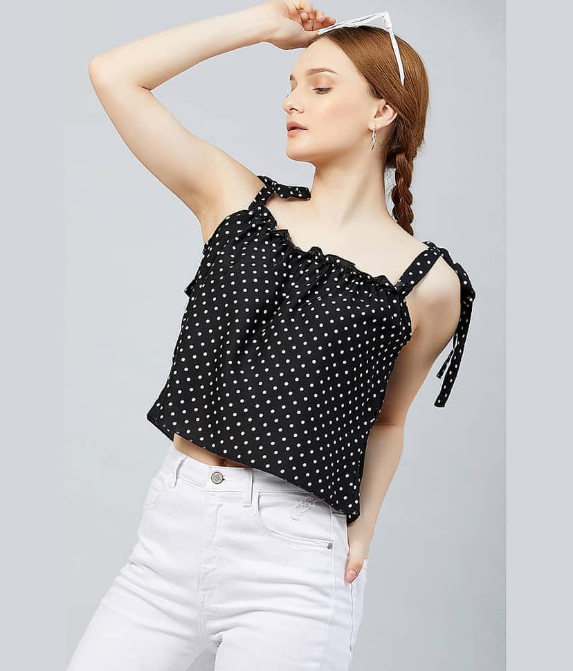 Chimpaaanzee Women's Crepe Crop Top ( Black )