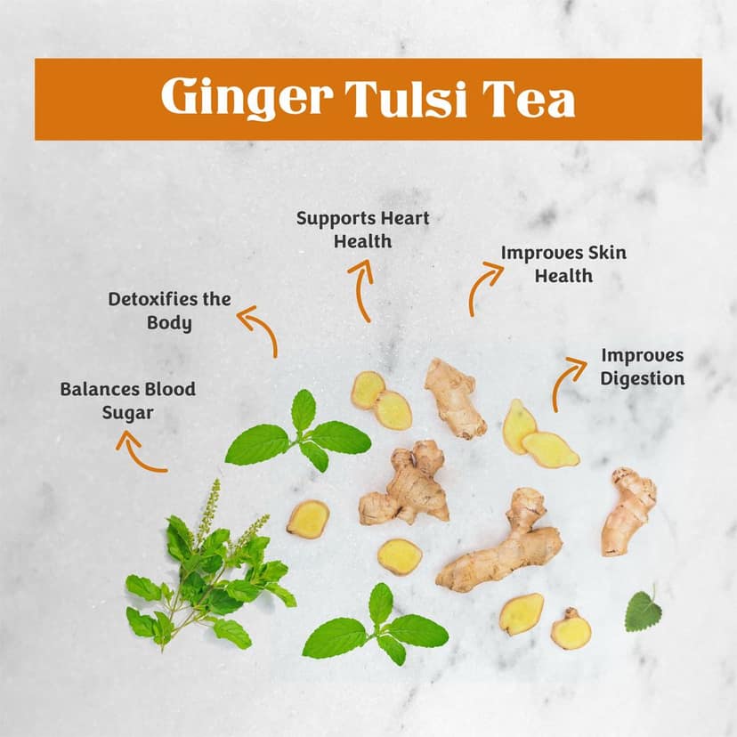 True Nirvana Ginger Tulsi Tea - Stress Relieving & Rejuvenating view 5