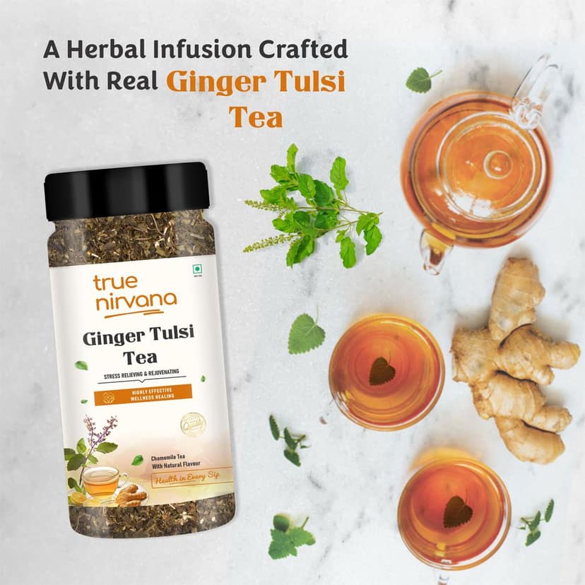 True Nirvana Ginger Tulsi Tea - Stress Relieving & Rejuvenating view 6