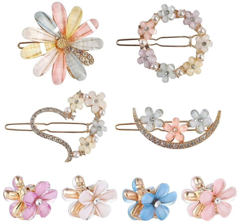 Partywear Hair monalisa flower hair clips with pack of pearl claw clips