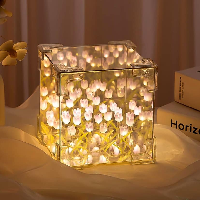 Tulip LED Night Lamp – Decorative Mirror & Light