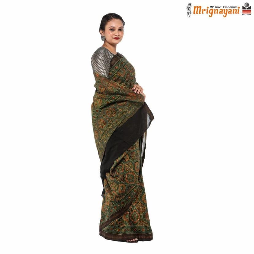 HANDLOOM CHANDERI SILK SAREE WITH BLOUSE (SKU - 3I0101220422, SAREE-1055) view 2
