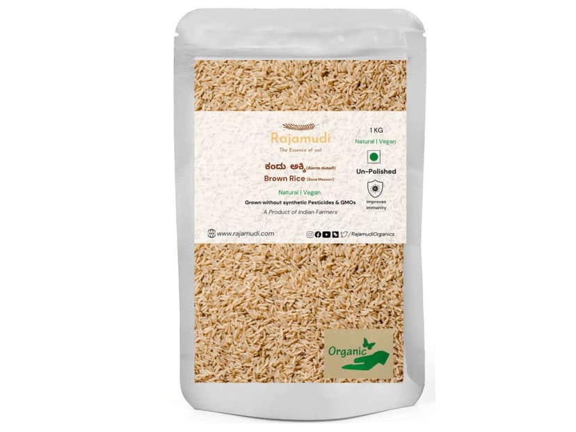 Rajamudi Organics Organic Brown Rice - SonaMasoori [Hand Pounded] - 1 Kilogram