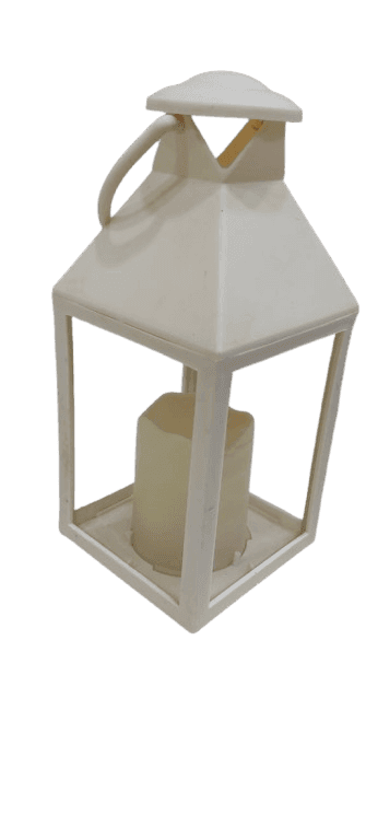 White LED Lantern with Flickering Flameless Candle view 2