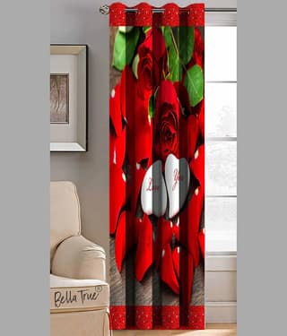 BELLA TRUE Abstract Printed Semi-Transparent Eyelet Curtain 5 ft ( Pack of 1 ) - Multicolor
