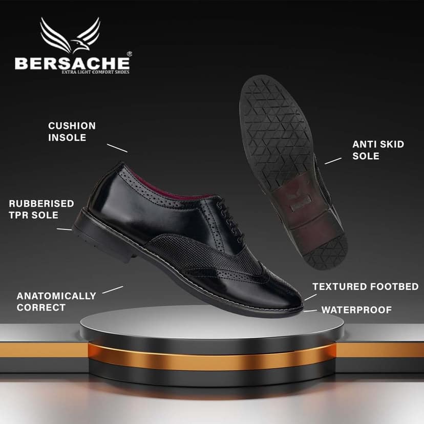 Bersache men Comfortable stylish trending formal shoe Derby For Men's view 5
