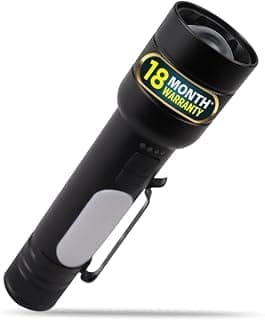 IBELL FL8375S Rechargeable Torch, Powerbank Function, Aircraft Aluminum Body, Telescopic Zoom, Water Resistant Flashlight with Multiple Light Modes (Black) LED