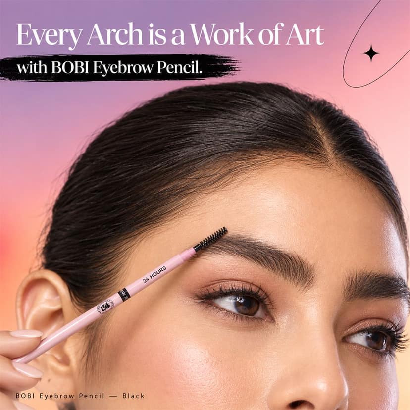 BOBI Eyebrow Pencil Black | Waterproof Smudgeproof Finish | Built-In Spoolie Brush | Long Lasting Smooth Texture | Paraben-Free Cruelty-Free | Precision Brow Definer-5 gm view 2