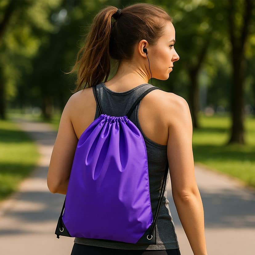 Water-Resistant Nylon Drawstring Backpack Bag (1 Pc / Mix Color & Design) view 4