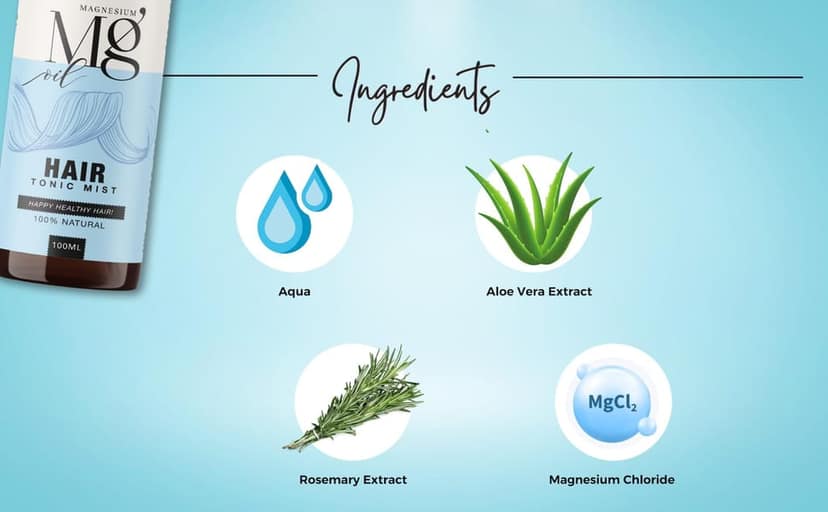 Magnesium Oil Hair Tonic Spray 40% | Natural Scalp Mist for Hair Growth & Hair Fall Control | Rosemary & Aloe Vera view 6