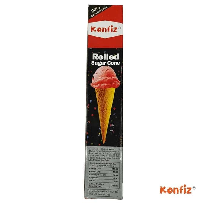 Wafer Rolled Sugar Cone, Pack of 12 Pcs