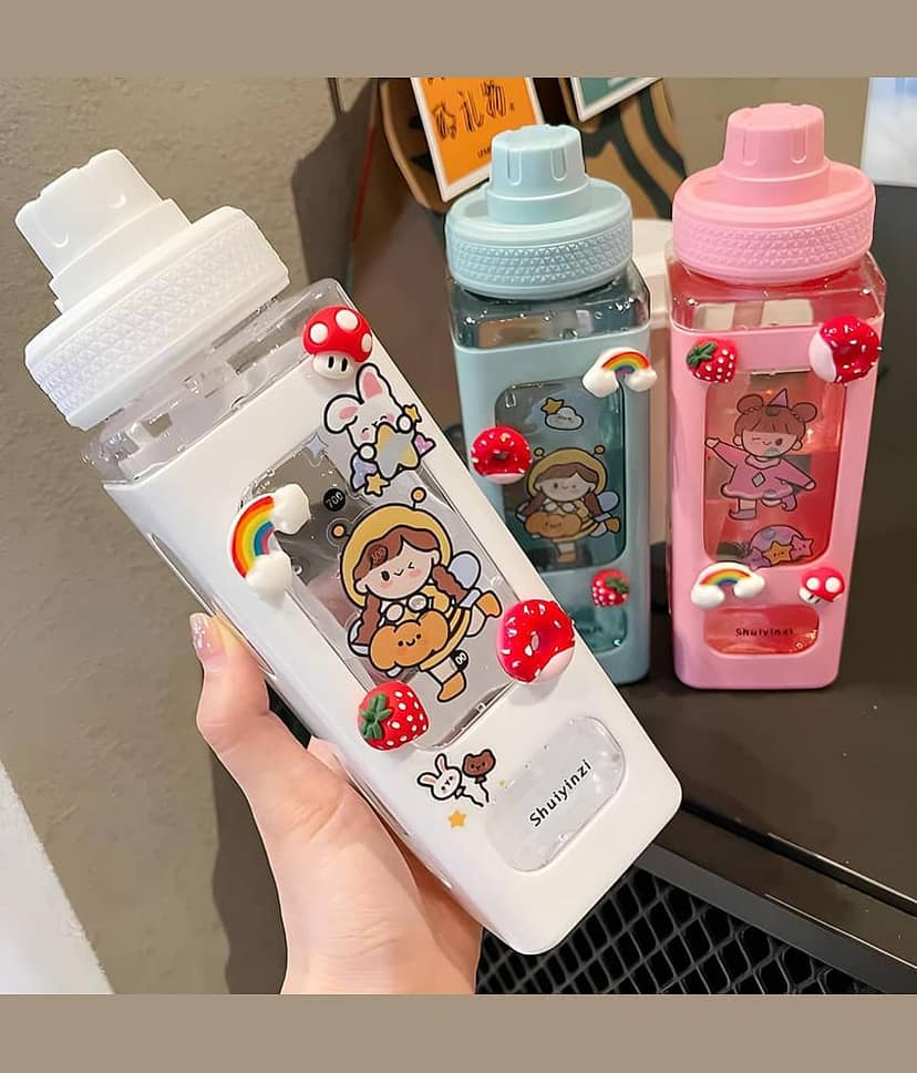 SARVASHVA TRENDS Cartoon water bottle for kids, kawaii water bottle Multicolour Plastic Water Bottle 700 mL ( Set of 1 ) view 2