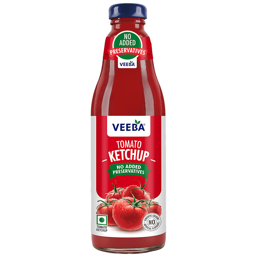 Veeba Tomato Ketchup - No Added Preservatives, 500 G Glass Jar view 2