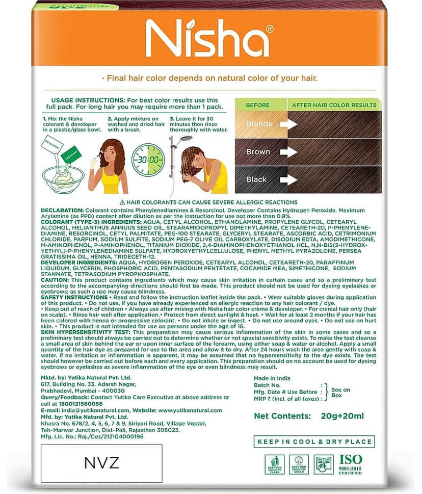 Nisha Creme Hair Color Burgundy 40gm Pack of 6, Permanent Hair Color for Women Men, No Ammonia, 100% Grey Coverage view 2