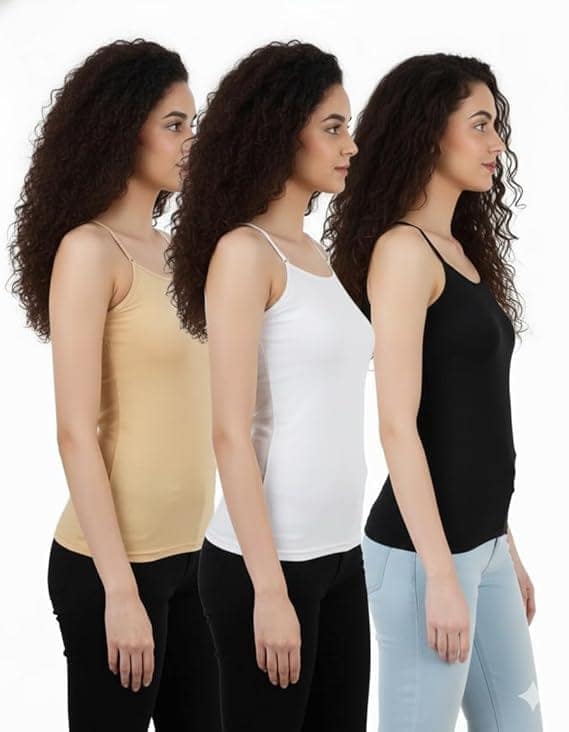Women’s Essential Cotton Camisole with Adjustable Spaghetti Straps – Soft Breathable Layering Tank Top, Slim Fit Cami for Everyday Wear view 3