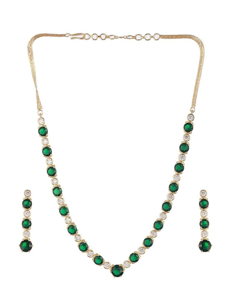 Gold Plated Green CZ Minimal Jewellery Set view 4