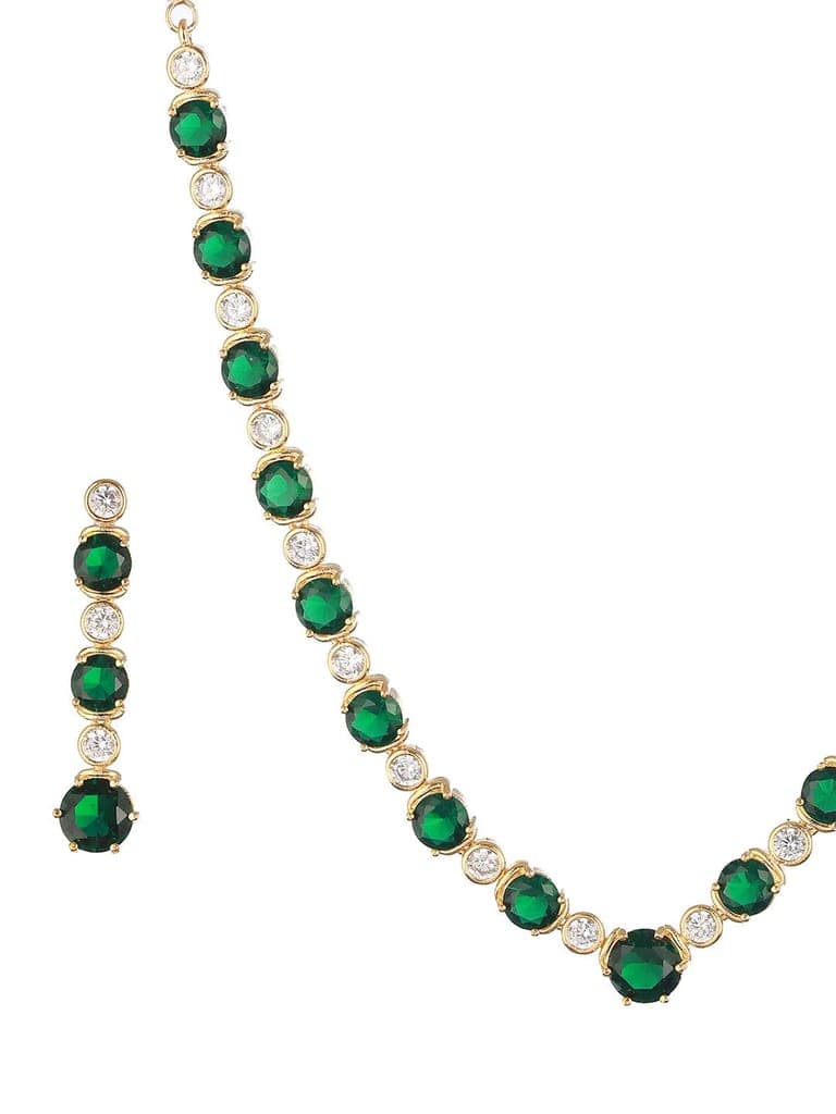 Gold Plated Green CZ Minimal Jewellery Set view 5