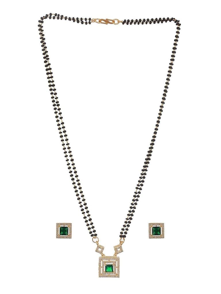 Gold Polish Green Zircon Minimal Officewear Mangalsutra Jewellery Set view 7