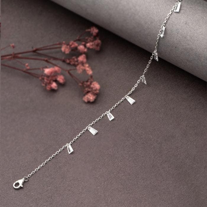 Silver Radiant Anklet (White) view 3