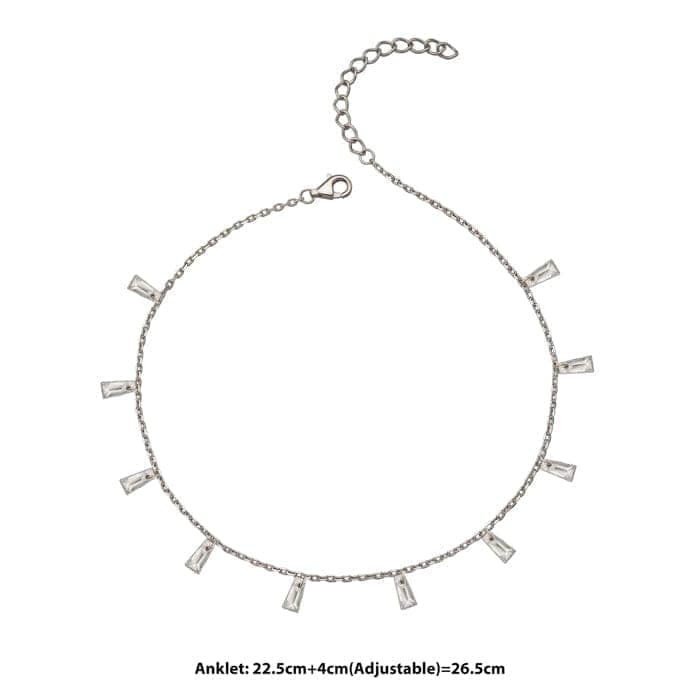 Silver Radiant Anklet (White) view 4