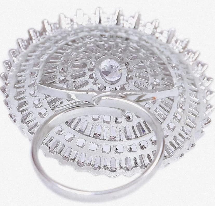 Grand Radiant Circular Cocktail Ring with Baguette & Oval CZ Stones view 3