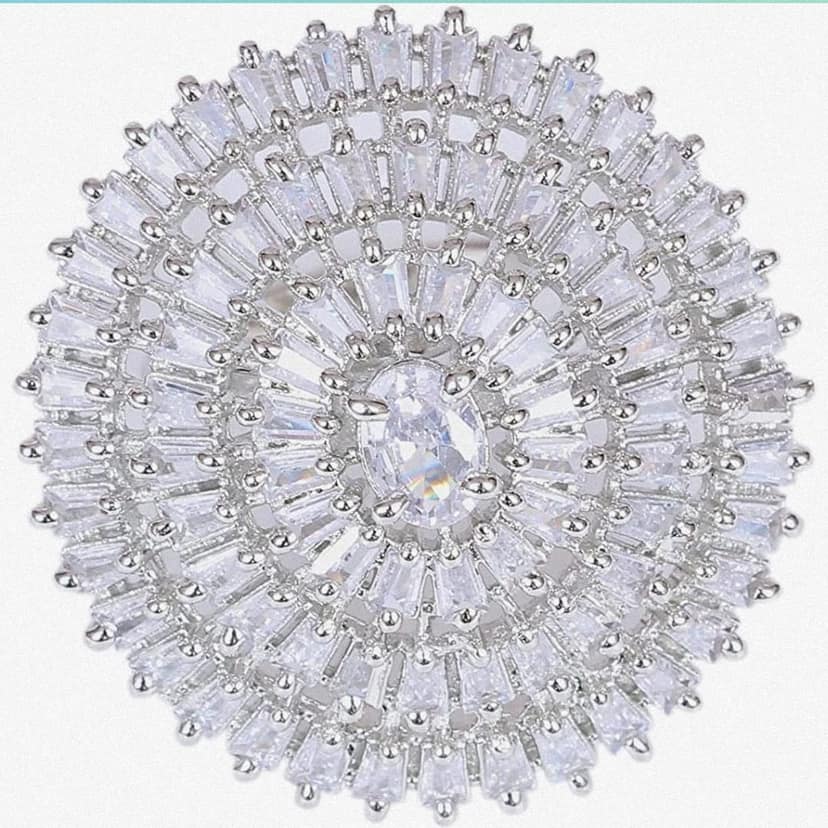 Grand Radiant Circular Cocktail Ring with Baguette & Oval CZ Stones view 5
