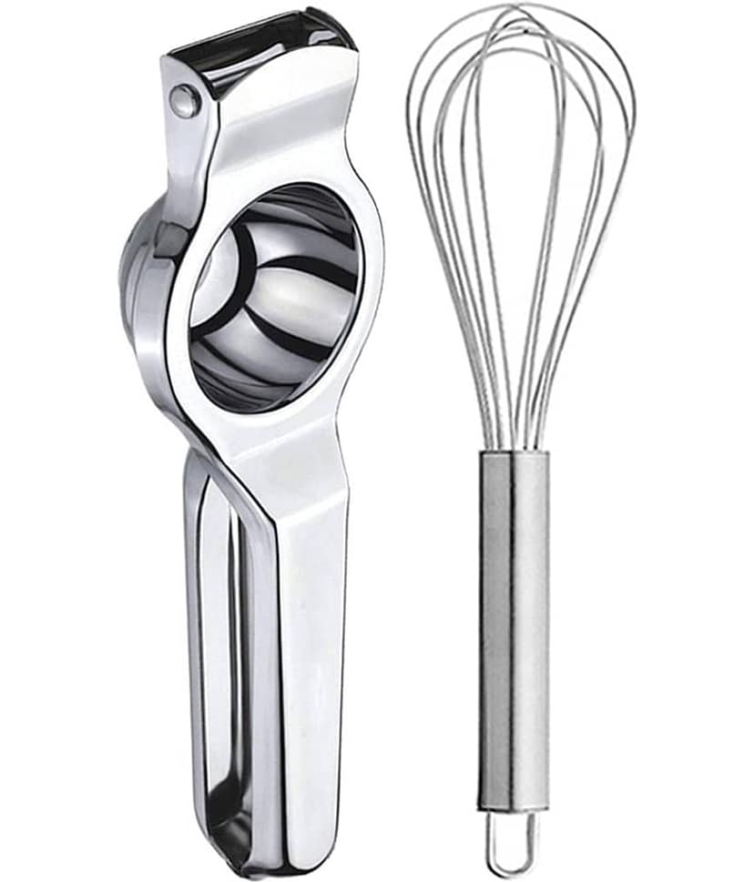 JISUN - Silver Stainless Steel Lemon Squeezer & Egg Whisk ( Set of 2 )