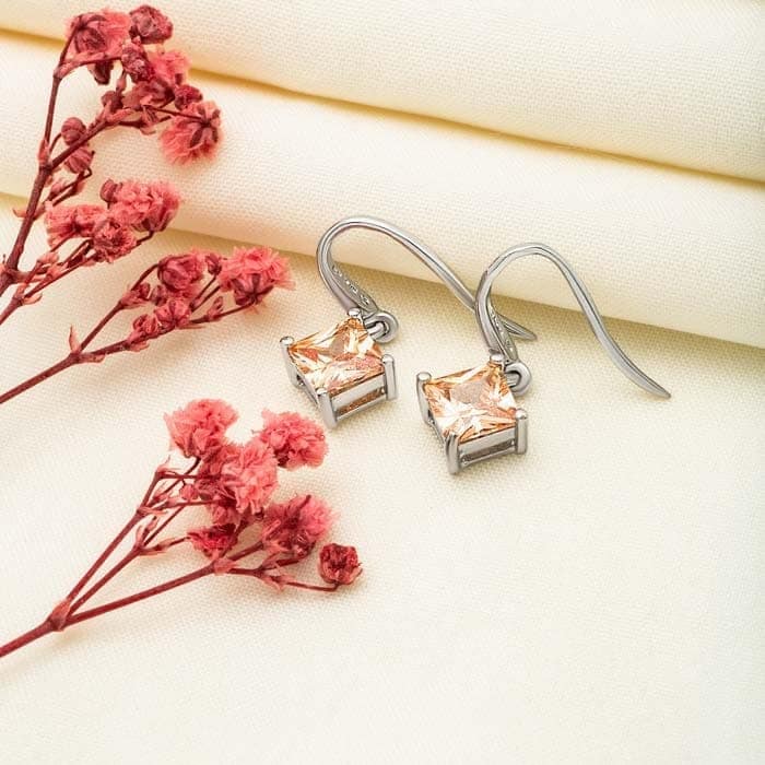 Silver Champagne Luster Earrings view 3