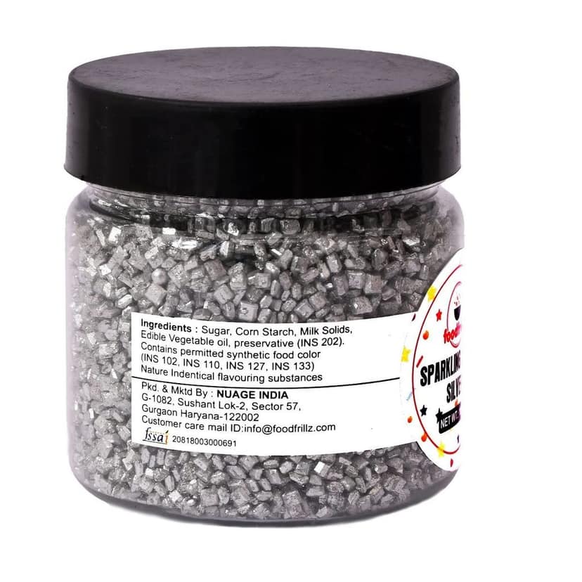 foodfrillz Sparkling Sugar Sprinkles-Silver, 100 g view 2