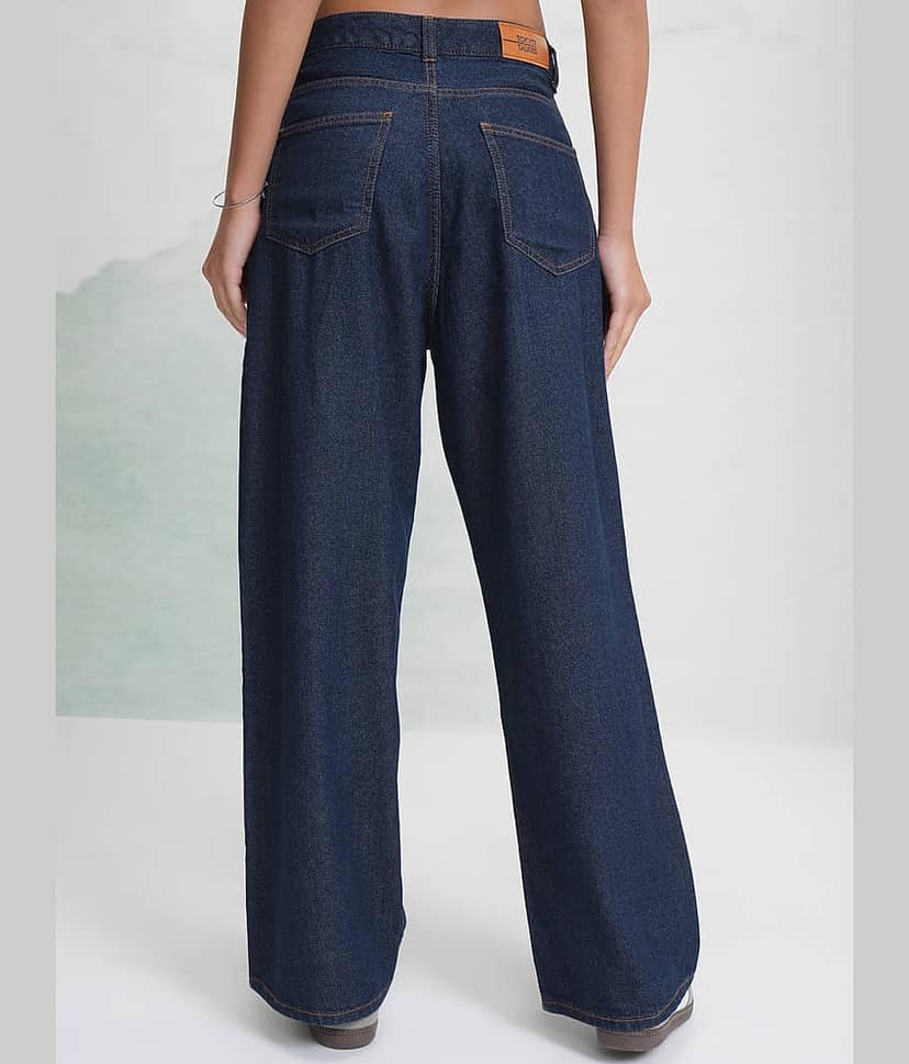 Tokyo Talkies Women's Wide Leg Mid-Rise Jeans ( Indigo ) view 3