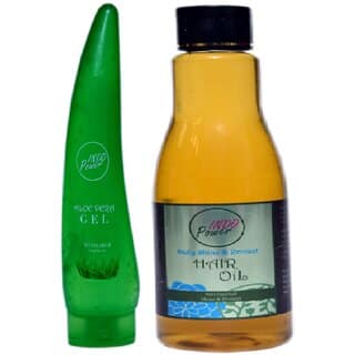 INDOPOWER ADd277-ALOE VERA GEL 150ml. + DAILY SHINE & PROTECT HAIR OIL 200ml.