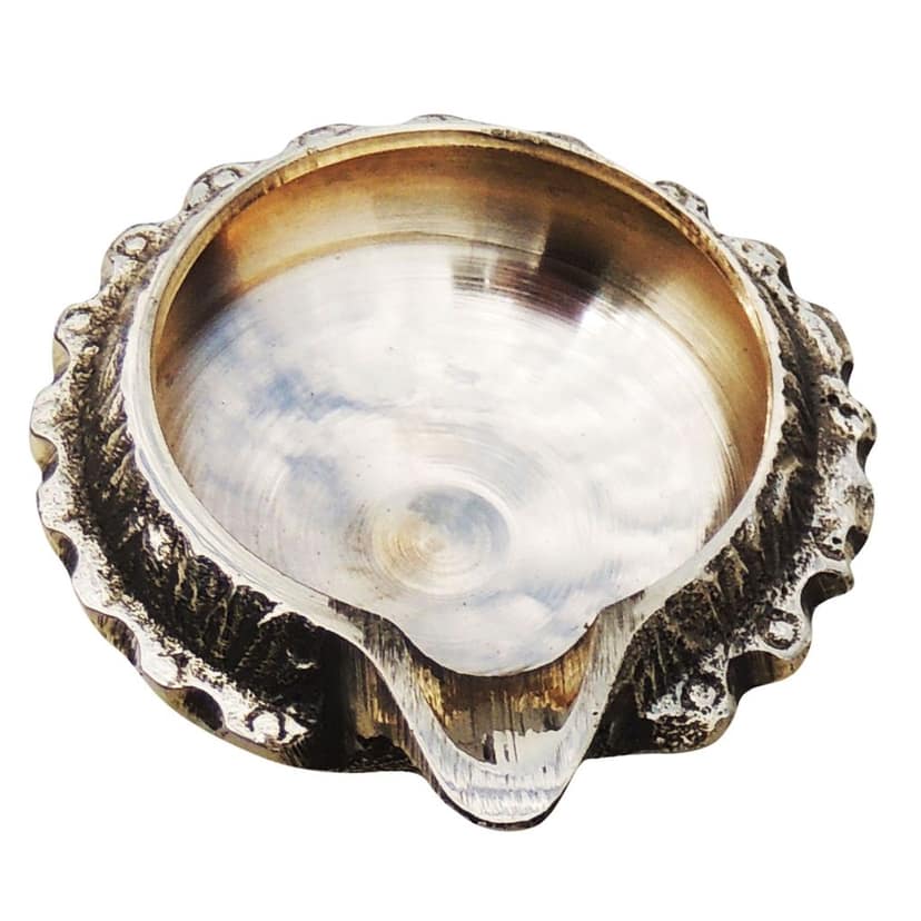 Brass Table Decor Oil Lamp Kuber Deepak - Handcrafted Brass Deepak for Puja Use, Height : 1 Inch (ZMAS140 C) view 3