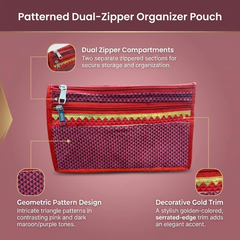 Stylish Red & Black Geometric Clutch view 4