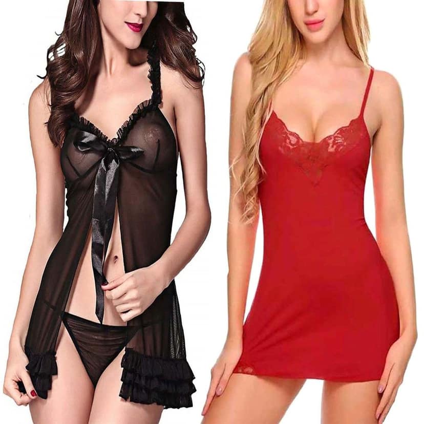 Babydoll Nightdress with panty Pack 2 Combo view 4