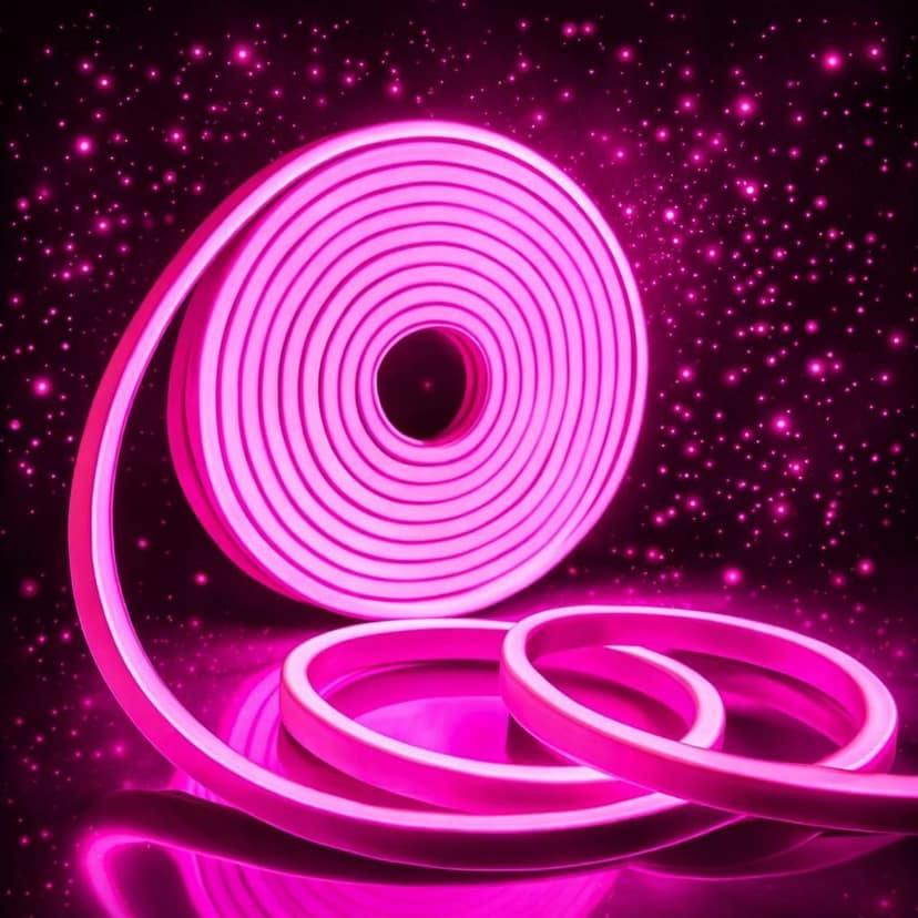 SPARKWORLD 5 Meter Pink Neon LED Strip Light Flexible Decorative Lighting for Room, Sign Boards & Event Decor | Size: 4.98 m