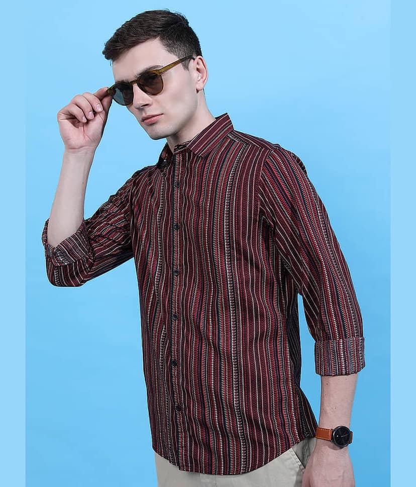 Highlander 100% Cotton Slim Fit Printed Full Sleeves Men's Casual Shirt - Multicolor ( Pack of 1 ) view 4
